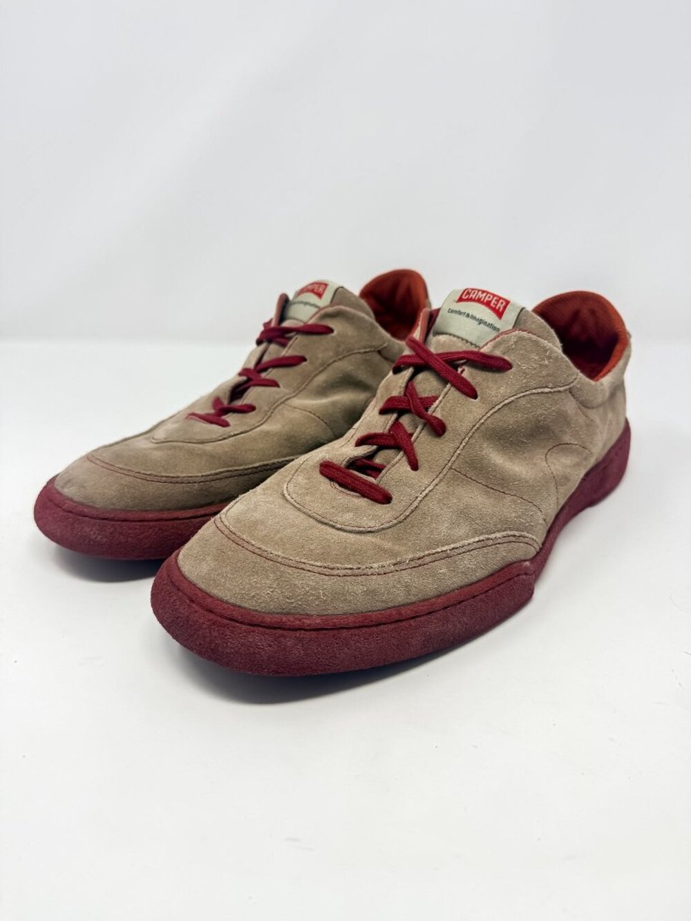 Camper Pelotas Soller Sneakers Men's EU 45 / US 11 Tan Suede Red Sole Casual